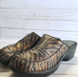 Born Animal Print Studded Mule Clogs Size 8